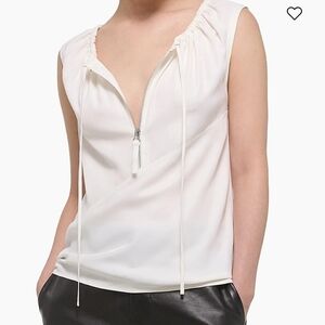 NWT$275 Helmut Lang Jersey Drawstring Sleeveless Quarter-Zip Top M (6-8)